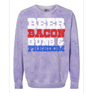 Beer Bacon Guns And Freedom Colorblast Crewneck Sweatshirt