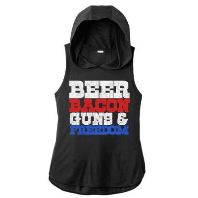 Beer Bacon Guns And Freedom Ladies PosiCharge Tri-Blend Wicking Draft Hoodie Tank