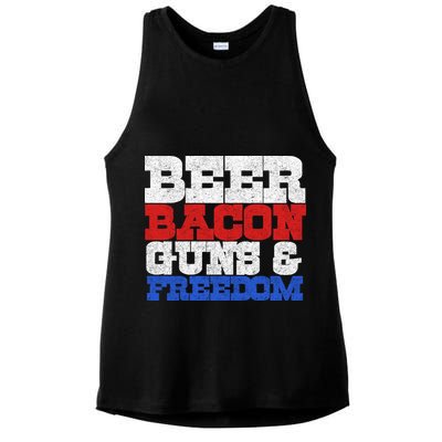 Beer Bacon Guns And Freedom Ladies PosiCharge Tri-Blend Wicking Tank