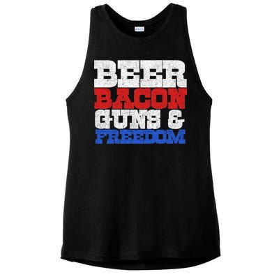 Beer Bacon Guns And Freedom Ladies PosiCharge Tri-Blend Wicking Tank