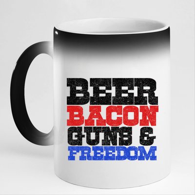 Beer Bacon Guns And Freedom 11oz Black Color Changing Mug