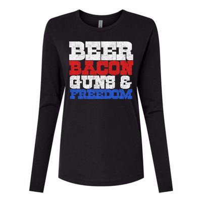 Beer Bacon Guns And Freedom Womens Cotton Relaxed Long Sleeve T-Shirt