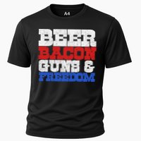 Beer Bacon Guns And Freedom Cooling Performance Crew T-Shirt