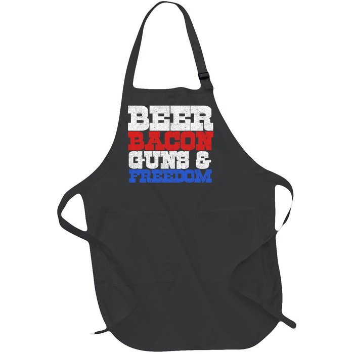 Beer Bacon Guns And Freedom Full-Length Apron With Pockets