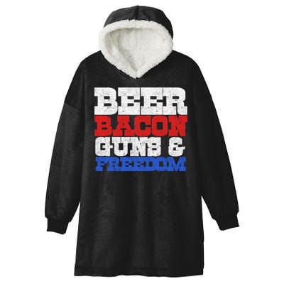 Beer Bacon Guns And Freedom Hooded Wearable Blanket