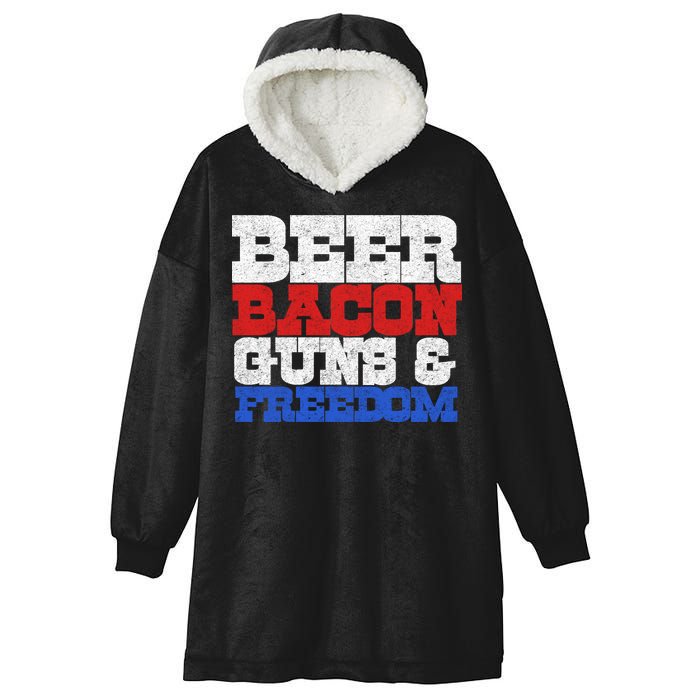 Beer Bacon Guns And Freedom Hooded Wearable Blanket