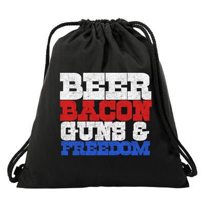 Beer Bacon Guns And Freedom Drawstring Bag