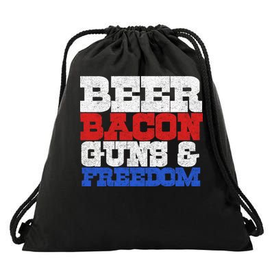 Beer Bacon Guns And Freedom Drawstring Bag