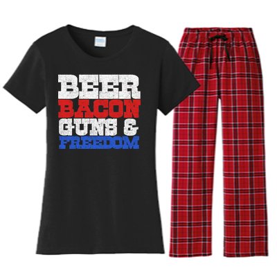 Beer Bacon Guns And Freedom Women's Flannel Pajama Set