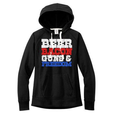 Beer Bacon Guns And Freedom Women's Fleece Hoodie