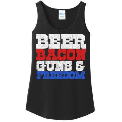 Beer Bacon Guns And Freedom Ladies Essential Tank