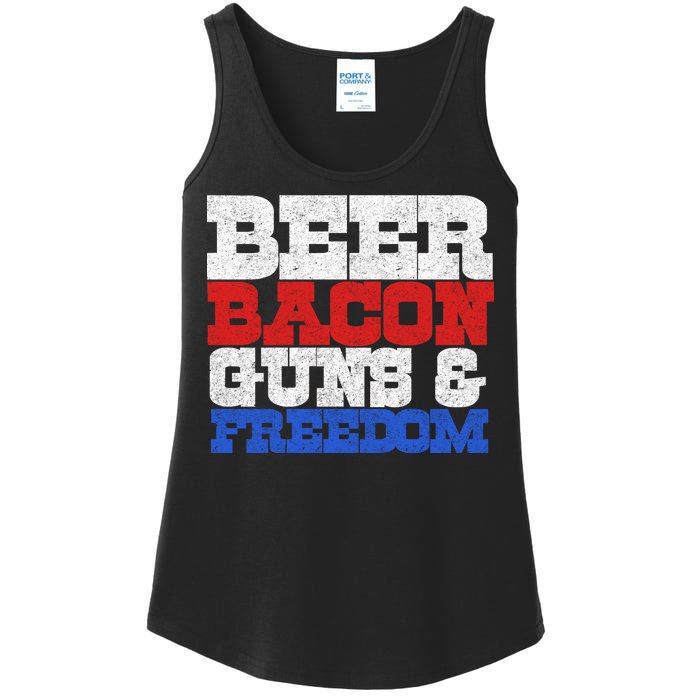 Beer Bacon Guns And Freedom Ladies Essential Tank