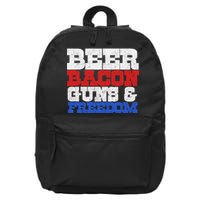 Beer Bacon Guns And Freedom 16 in Basic Backpack