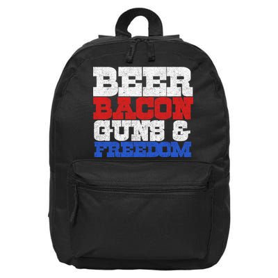 Beer Bacon Guns And Freedom 16 in Basic Backpack