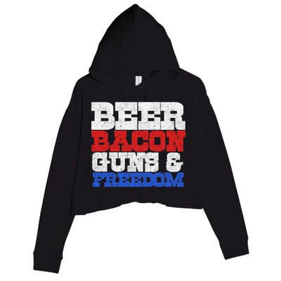 Beer Bacon Guns And Freedom Crop Fleece Hoodie