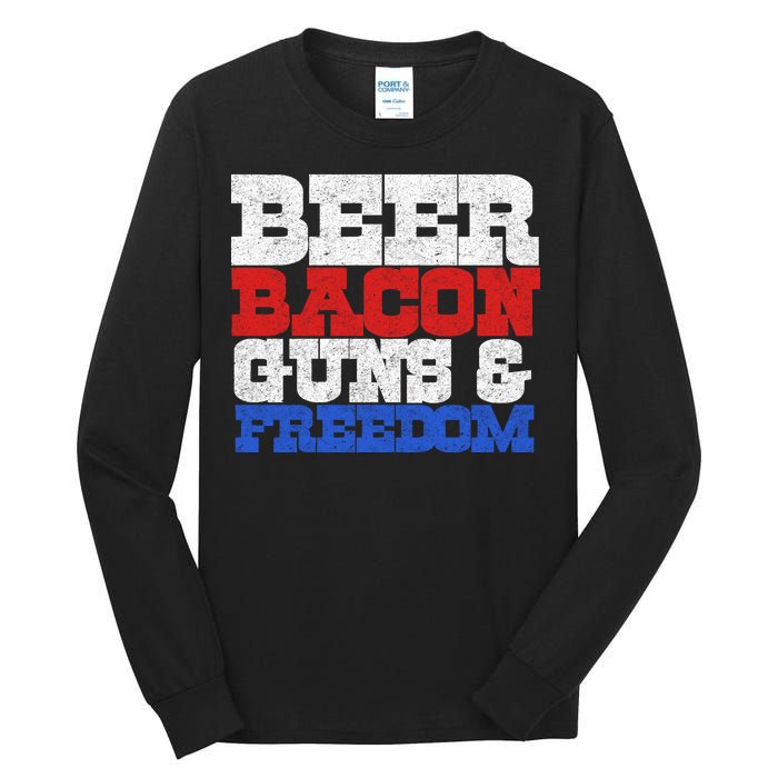 Beer Bacon Guns And Freedom Tall Long Sleeve T-Shirt