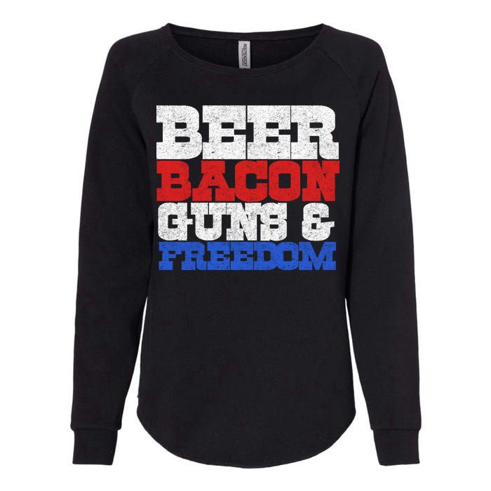 Beer Bacon Guns And Freedom Womens California Wash Sweatshirt