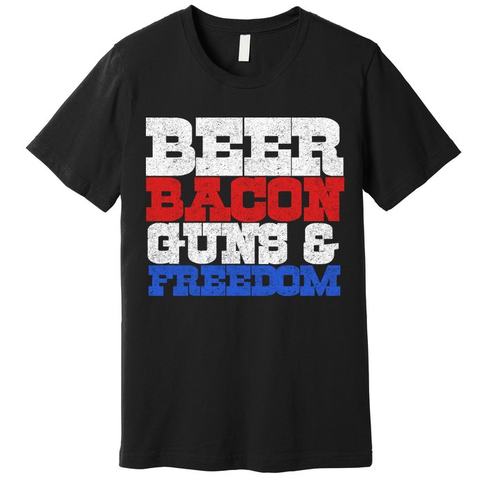 Beer Bacon Guns And Freedom Premium T-Shirt