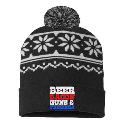 Beer Bacon Guns And Freedom USA-Made Snowflake Beanie