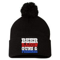 Beer Bacon Guns And Freedom Pom Pom 12in Knit Beanie