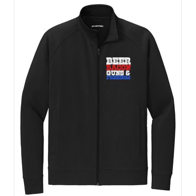 Beer Bacon Guns And Freedom Stretch Full-Zip Cadet Jacket