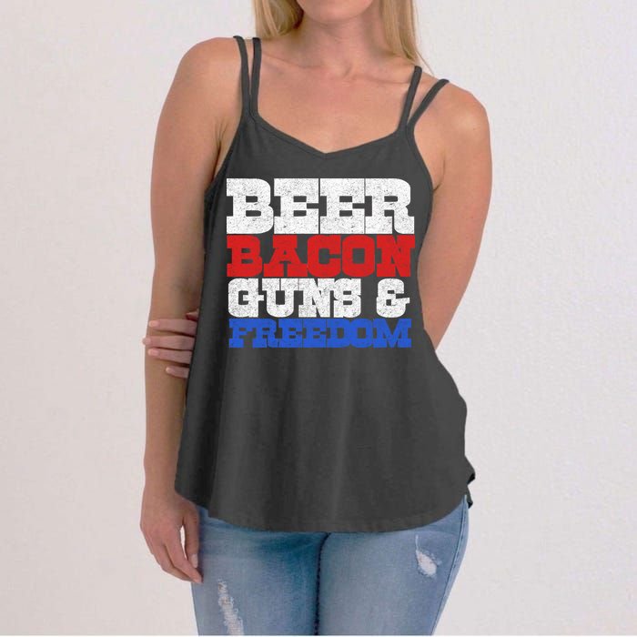 Beer Bacon Guns And Freedom Women's Strappy Tank