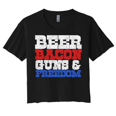 Beer Bacon Guns And Freedom Women's Crop Top Tee