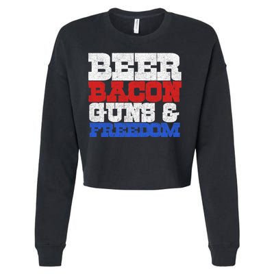 Beer Bacon Guns And Freedom Cropped Pullover Crew