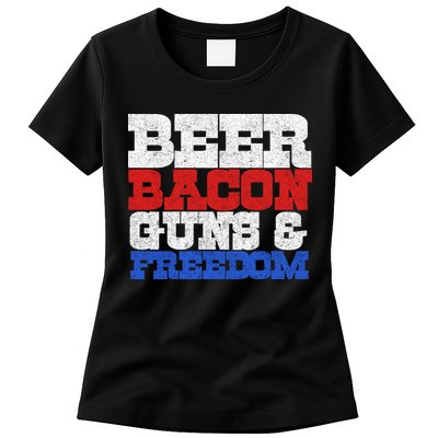 Beer Bacon Guns And Freedom Womens T-Shirt