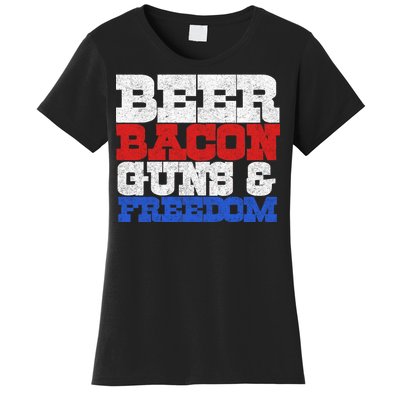 Beer Bacon Guns And Freedom Women's T-Shirt