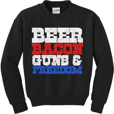Beer Bacon Guns And Freedom Kids Sweatshirt