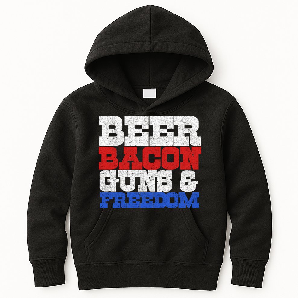 Beer Bacon Guns And Freedom Kids Hoodie