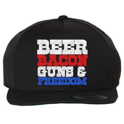 Beer Bacon Guns And Freedom Wool Snapback Cap