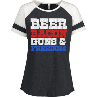 Beer Bacon Guns And Freedom Enza Ladies Jersey Colorblock Tee