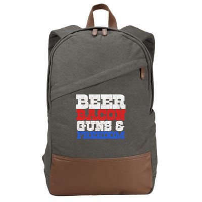 Beer Bacon Guns And Freedom Cotton Canvas Backpack