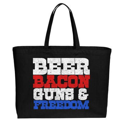 Beer Bacon Guns And Freedom Cotton Canvas Jumbo Tote