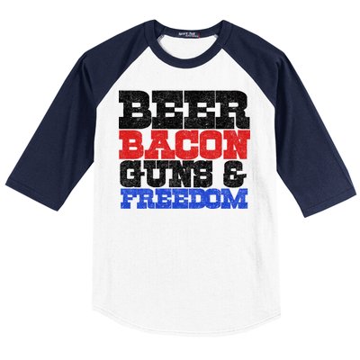 Beer Bacon Guns And Freedom Baseball Sleeve Shirt