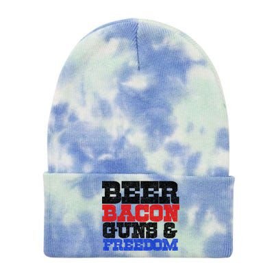 Beer Bacon Guns And Freedom Tie Dye 12in Knit Beanie