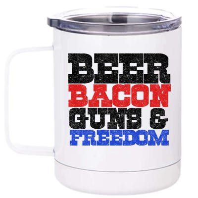 Beer Bacon Guns And Freedom 12 oz Stainless Steel Tumbler Cup