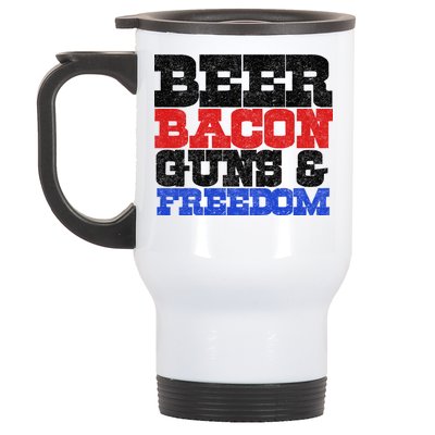 Beer Bacon Guns And Freedom Stainless Steel Travel Mug