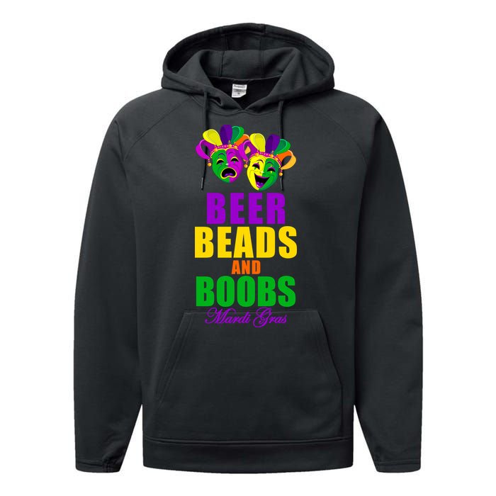 Beer Beads and Boobs Mardi Gras New Orleans Performance Fleece Hoodie