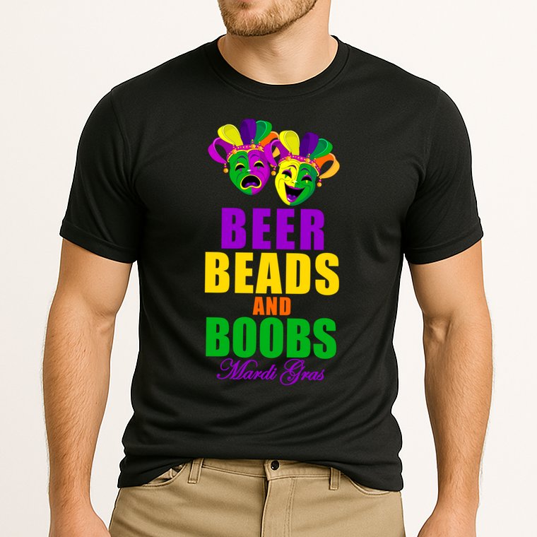 Beer Beads and Boobs Mardi Gras New Orleans Cooling Performance Crew T-Shirt
