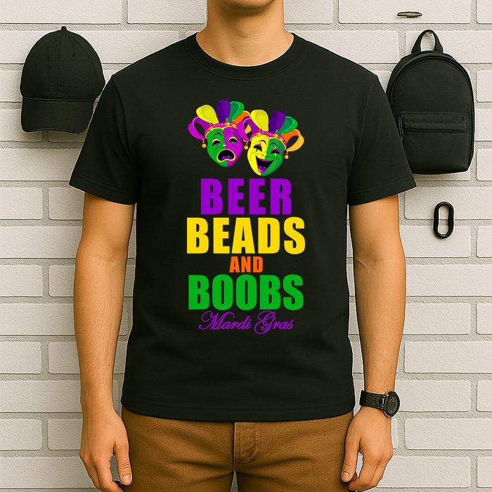 Beer Beads and Boobs Mardi Gras New Orleans T-Shirt