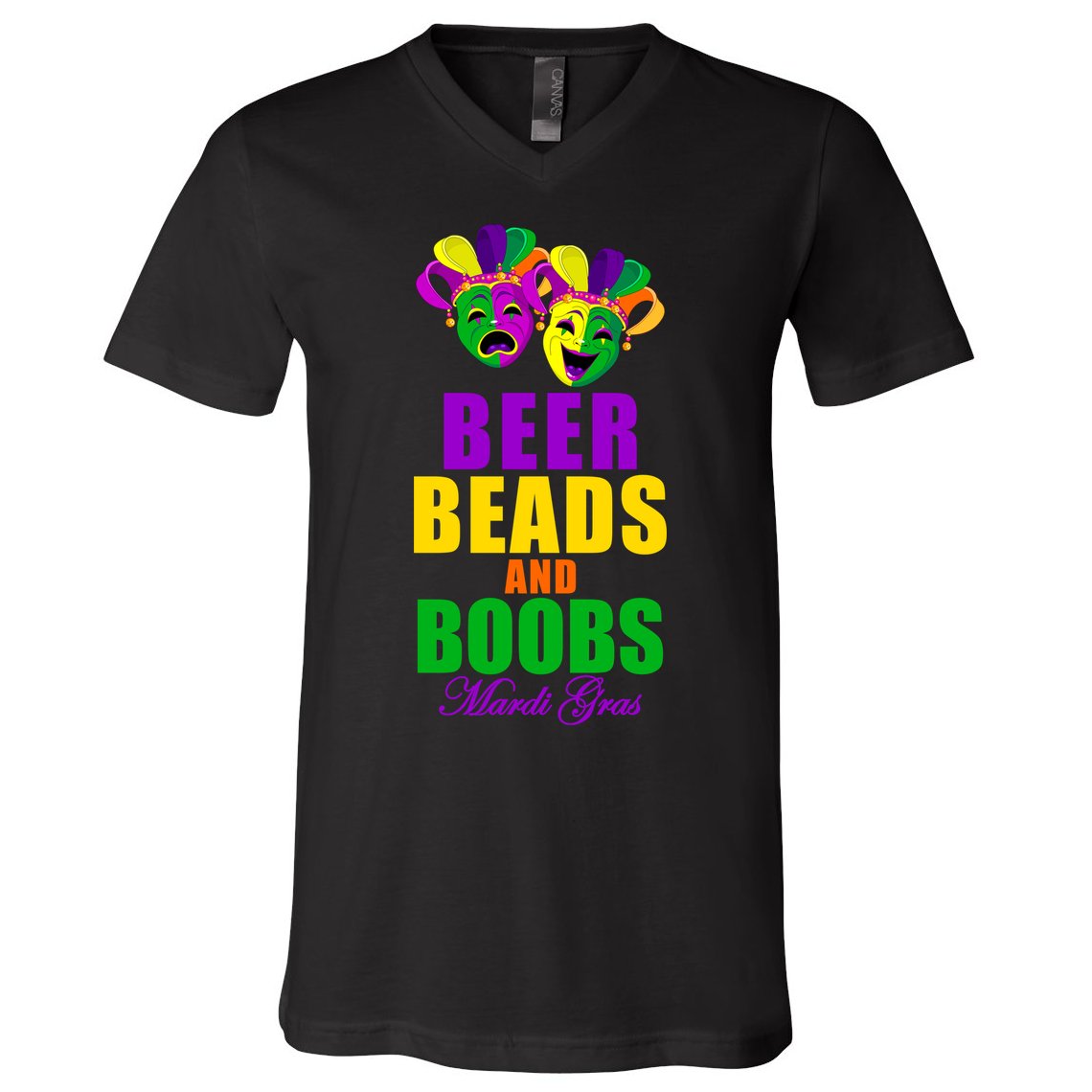 Beer Beads and Boobs Mardi Gras New Orleans V-Neck T-Shirt