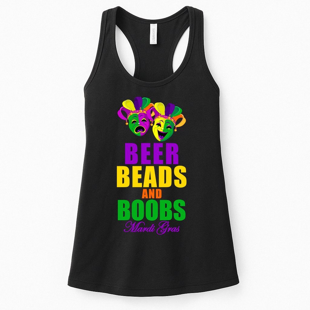 Beer Beads and Boobs Mardi Gras New Orleans Womens Tank Top