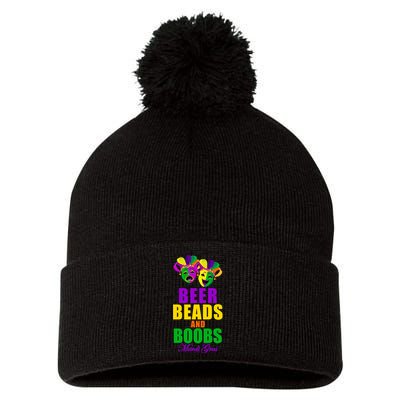 Beer Beads and Boobs Mardi Gras New Orleans Pom Pom 12in Knit Beanie