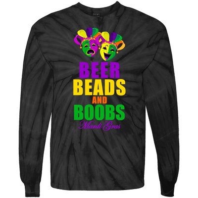 Beer Beads and Boobs Mardi Gras New Orleans Tie-Dye Long Sleeve Shirt