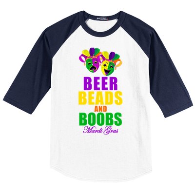 Beer Beads and Boobs Mardi Gras New Orleans Baseball Sleeve Shirt