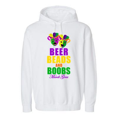 Beer Beads and Boobs Mardi Gras New Orleans Garment-Dyed Fleece Hoodie