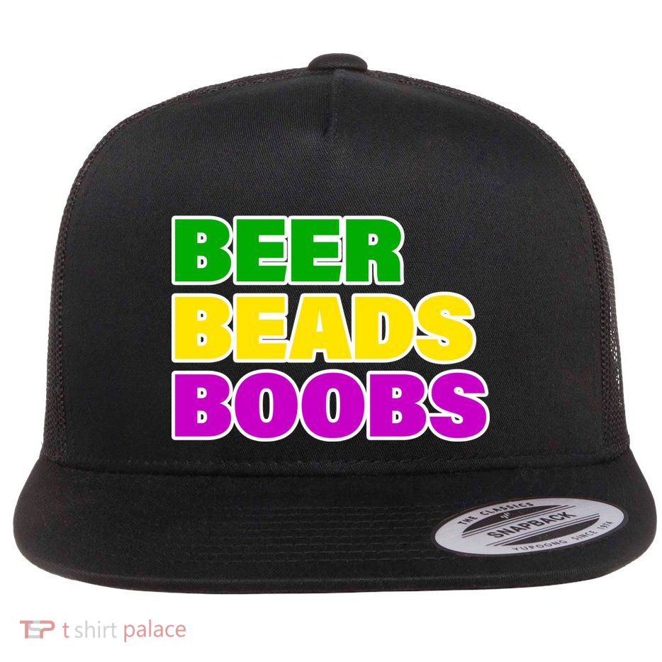 Beer Beads Boobs Flat Bill Trucker Hat